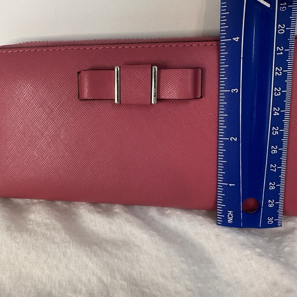 Pink Coach Wallet Darcy Bow Accordion Zip Pink Leather Zip Around Clutch - Picture 14 of 16